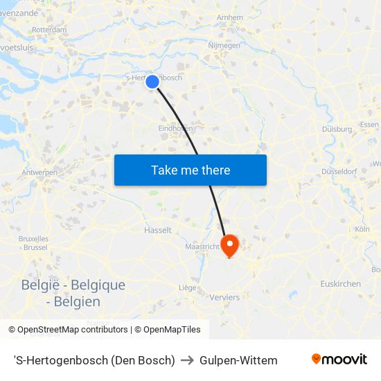 'S-Hertogenbosch (Den Bosch) to Gulpen-Wittem map
