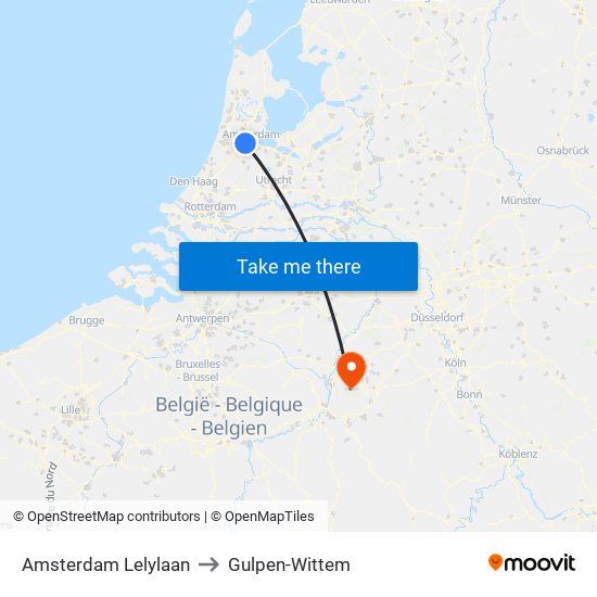 Amsterdam Lelylaan to Gulpen-Wittem map