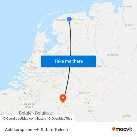 Achtkarspelen to Sittard-Geleen map