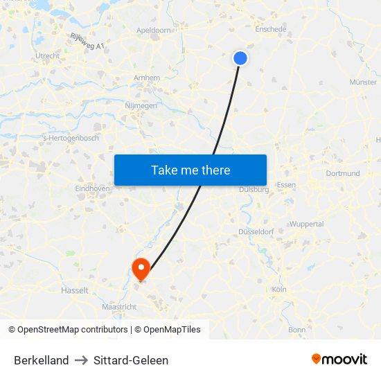 Berkelland to Sittard-Geleen map