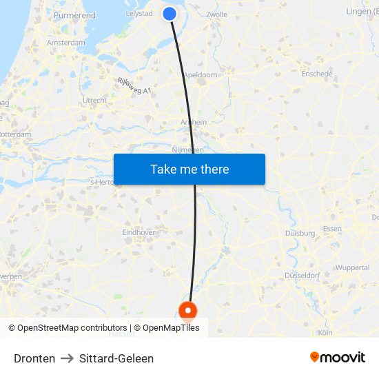 Dronten to Sittard-Geleen map