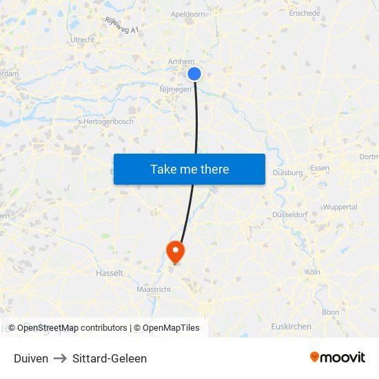 Duiven to Sittard-Geleen map