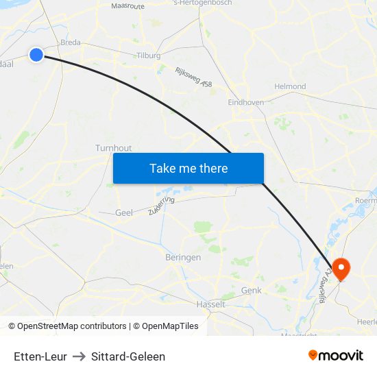 Etten-Leur to Sittard-Geleen map