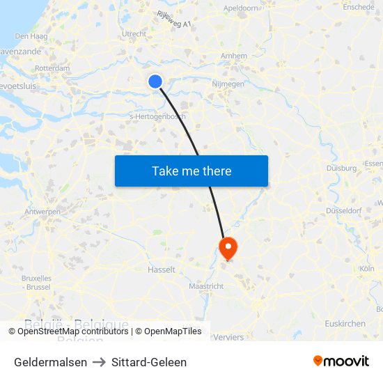 Geldermalsen to Sittard-Geleen map