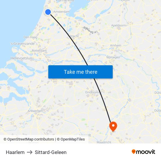 Haarlem to Sittard-Geleen map