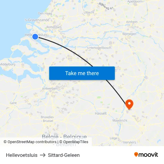Hellevoetsluis to Sittard-Geleen map