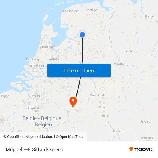 Meppel to Sittard-Geleen map