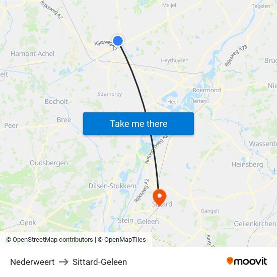 Nederweert to Sittard-Geleen map