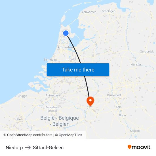 Niedorp to Sittard-Geleen map