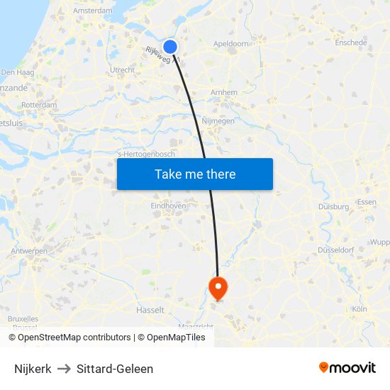 Nijkerk to Sittard-Geleen map