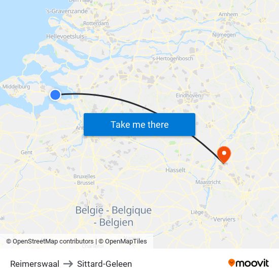 Reimerswaal to Sittard-Geleen map