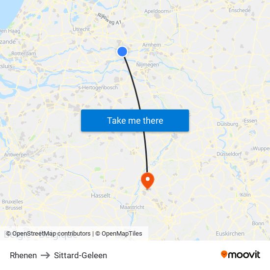 Rhenen to Sittard-Geleen map