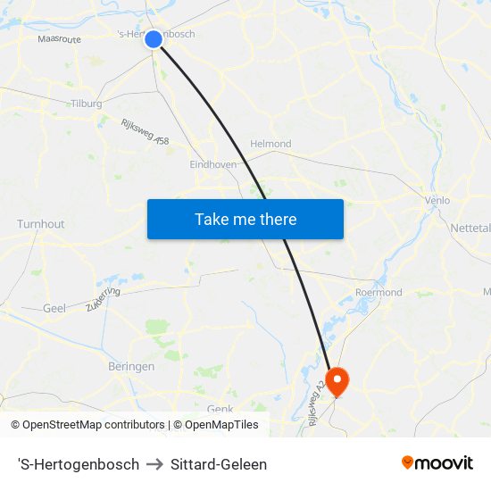 'S-Hertogenbosch to Sittard-Geleen map