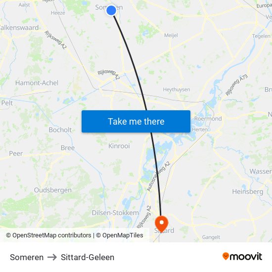 Someren to Sittard-Geleen map