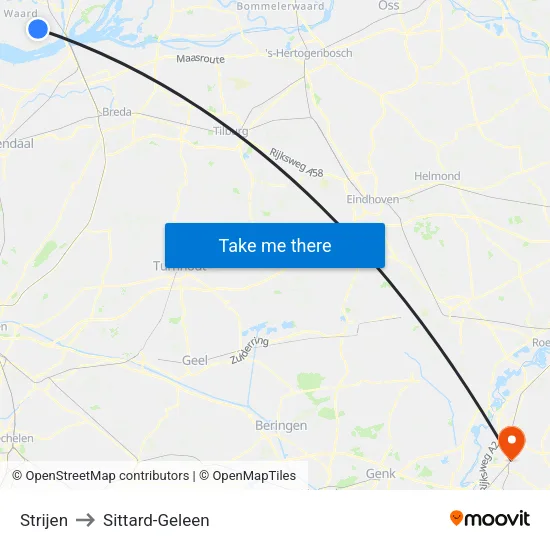 Strijen to Sittard-Geleen map