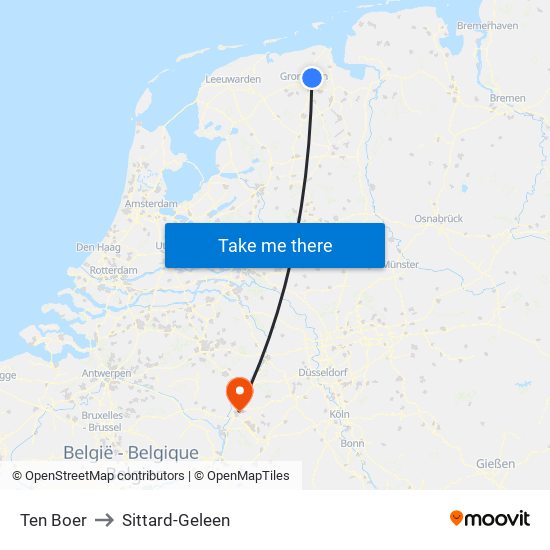 Ten Boer to Sittard-Geleen map