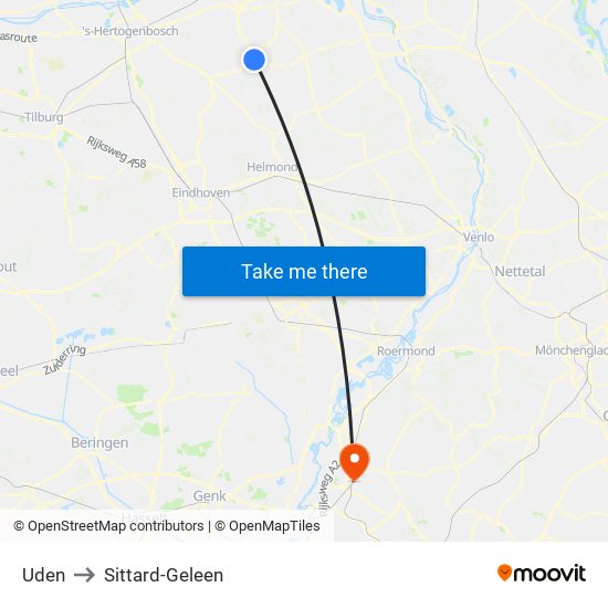 Uden to Sittard-Geleen map