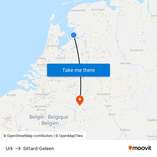 Urk to Sittard-Geleen map