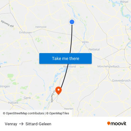 Venray to Sittard-Geleen map