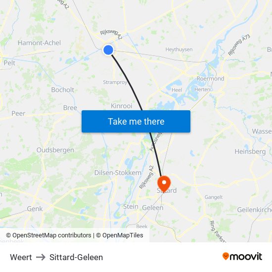 Weert to Sittard-Geleen map