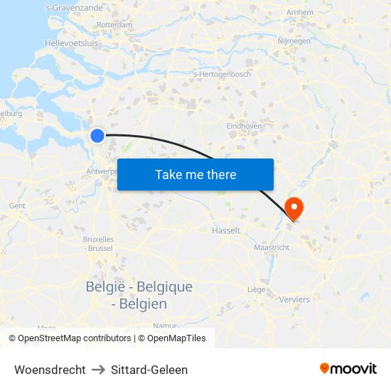 Woensdrecht to Sittard-Geleen map