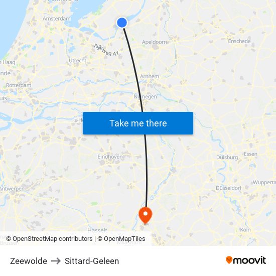 Zeewolde to Sittard-Geleen map