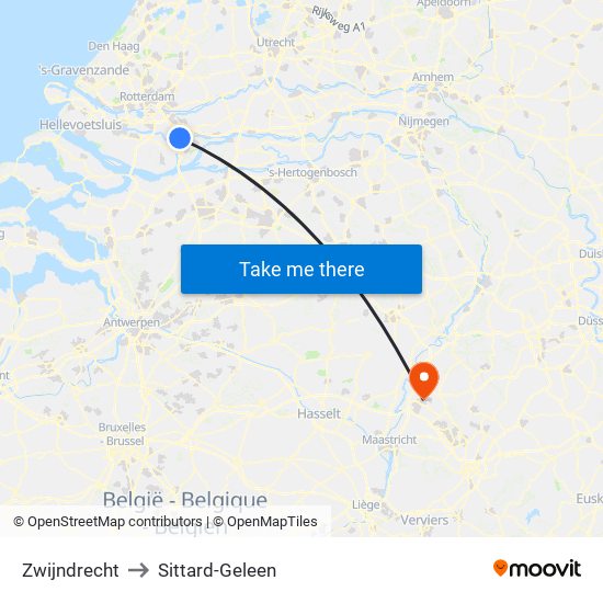 Zwijndrecht to Sittard-Geleen map