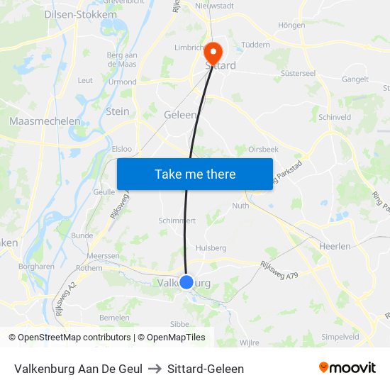 Valkenburg Aan De Geul to Sittard-Geleen map