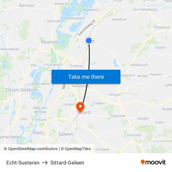 Echt-Susteren to Sittard-Geleen map