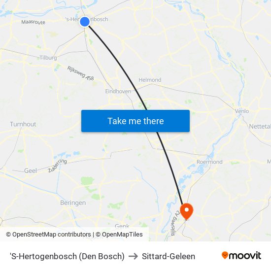 'S-Hertogenbosch (Den Bosch) to Sittard-Geleen map