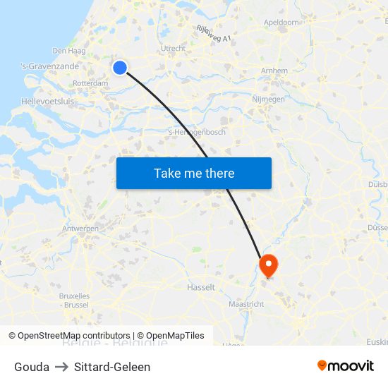 Gouda to Sittard-Geleen map