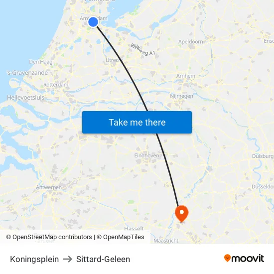 Koningsplein to Sittard-Geleen map