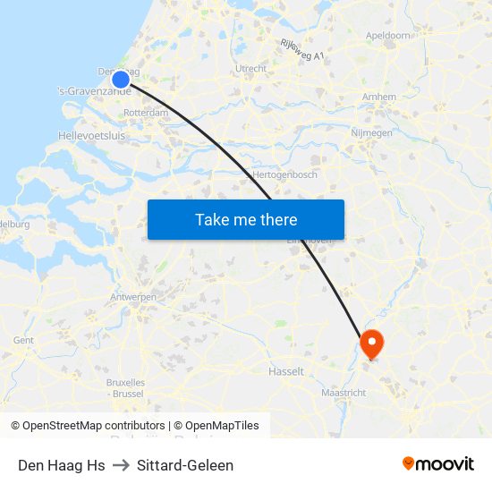 Den Haag Hs to Sittard-Geleen map