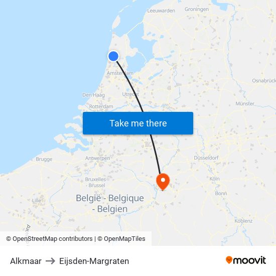 Alkmaar to Eijsden-Margraten map