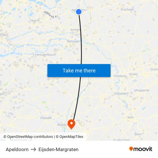 Apeldoorn to Eijsden-Margraten map