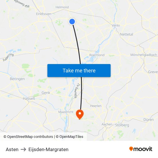 Asten to Eijsden-Margraten map