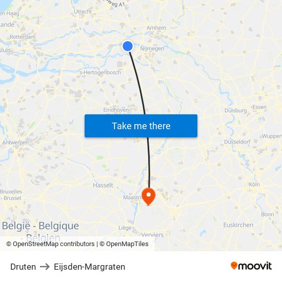 Druten to Eijsden-Margraten map