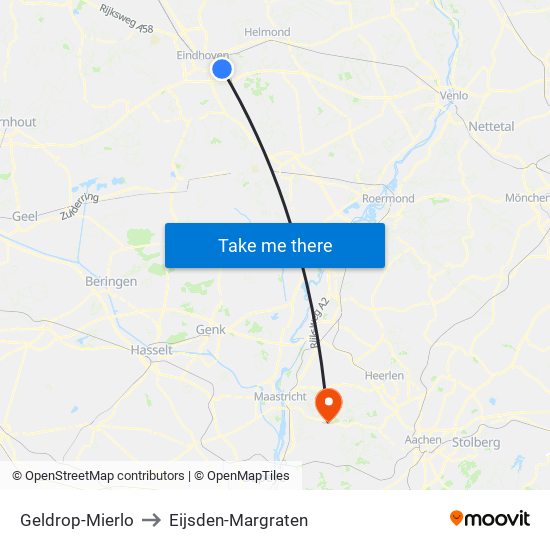 Geldrop-Mierlo to Eijsden-Margraten map