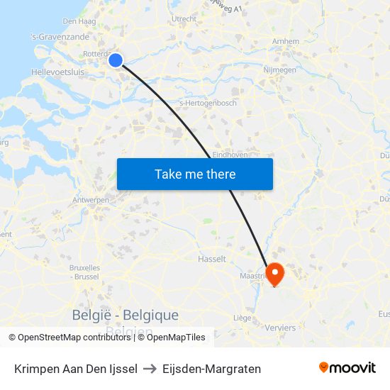 Krimpen Aan Den Ijssel to Eijsden-Margraten map