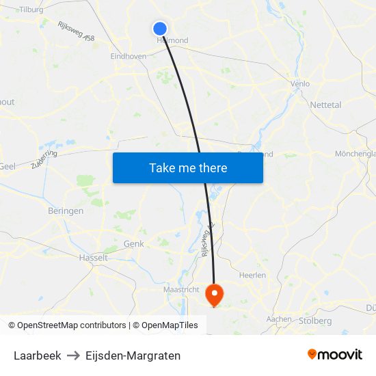 Laarbeek to Eijsden-Margraten map