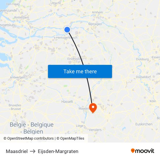 Maasdriel to Eijsden-Margraten map