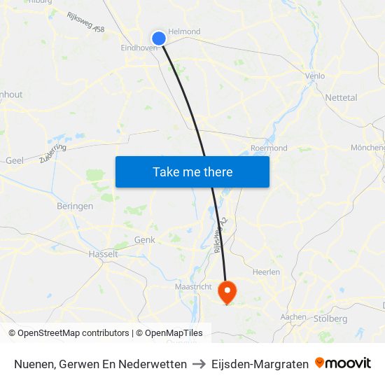 Nuenen, Gerwen En Nederwetten to Eijsden-Margraten map