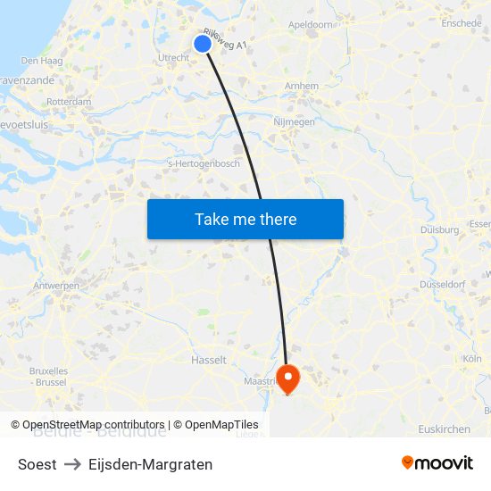 Soest to Eijsden-Margraten map