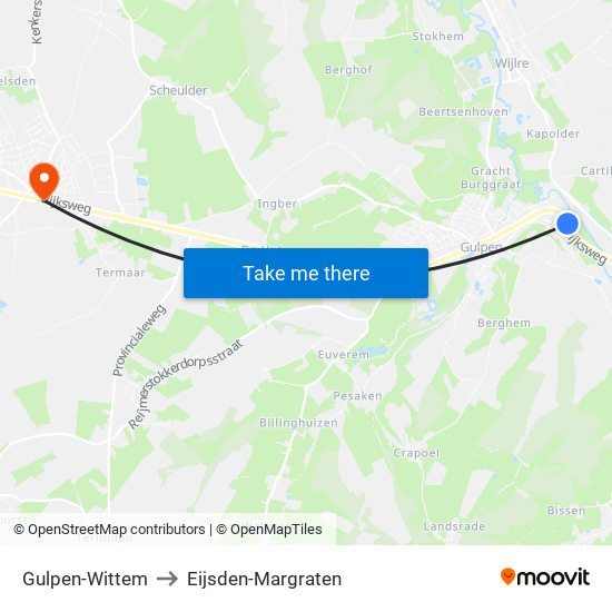 Gulpen-Wittem to Eijsden-Margraten map