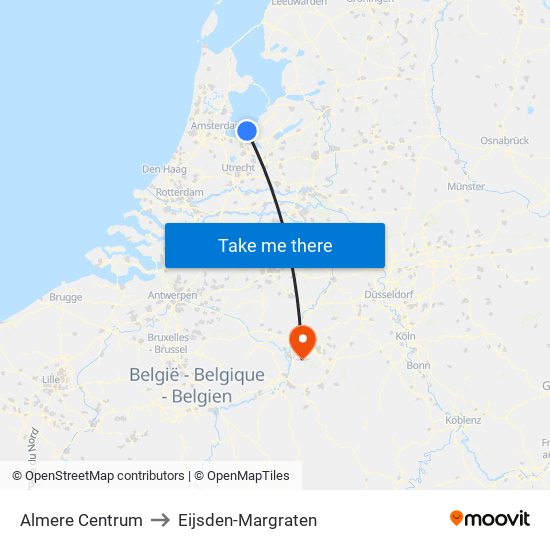 Almere Centrum to Eijsden-Margraten map