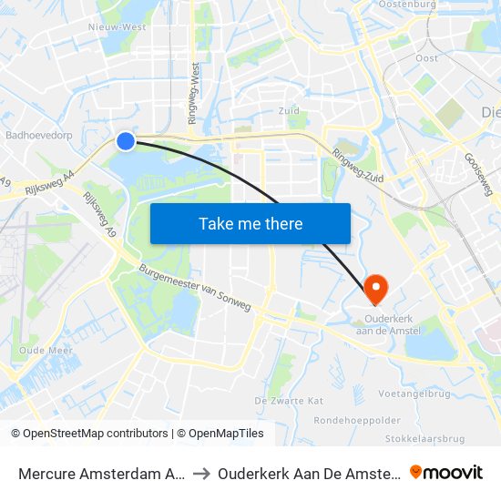 Mercure Amsterdam Airport to Ouderkerk Aan De Amstel Oost map