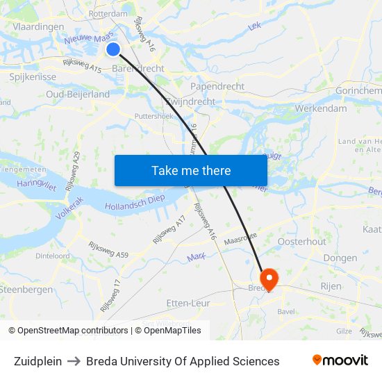 Zuidplein to Breda University Of Applied Sciences map