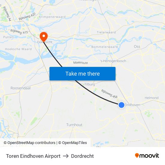 Toren Eindhoven Airport to Dordrecht map