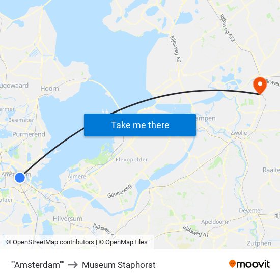 ""Amsterdam"" to Museum Staphorst map