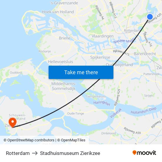 Rotterdam to Stadhuismuseum Zierikzee map